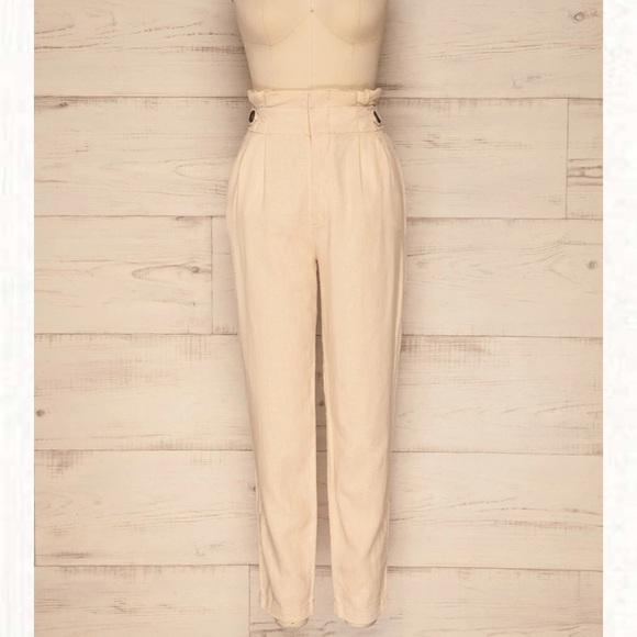 Petite garçon 1861 cream linen trousers high waist size s - Picture 1 of 10